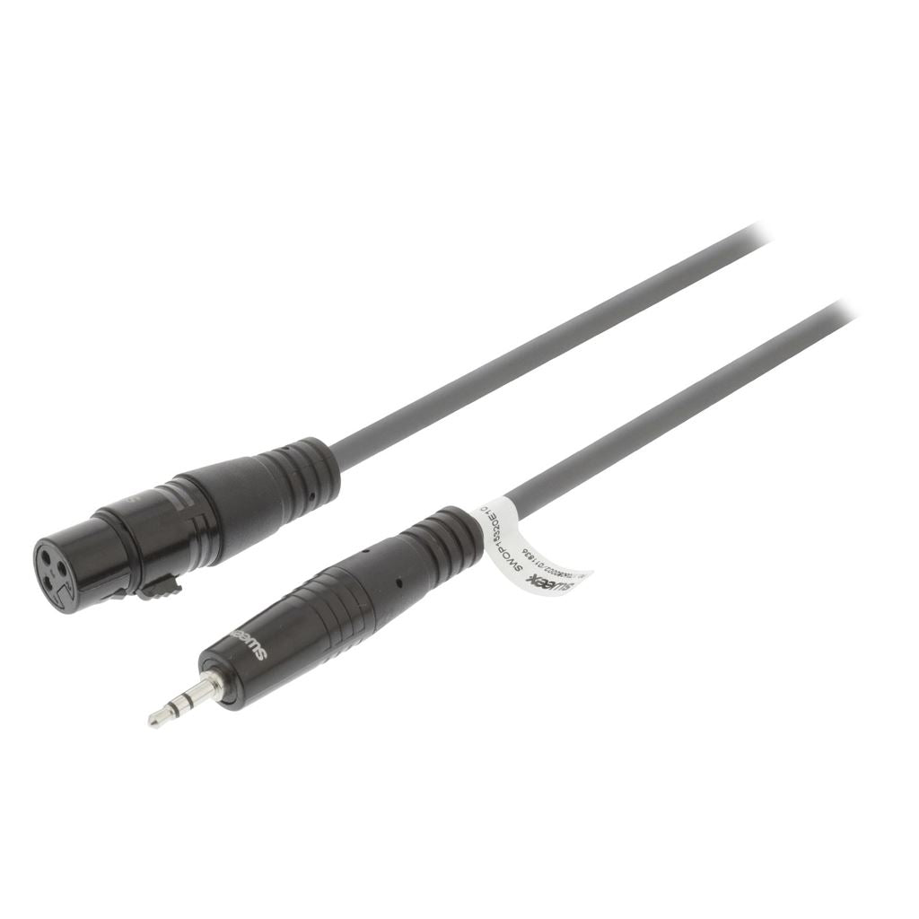 Sweex XLR Stereo Cable XLR 3-Pin Female to 3.5mm Male 1m Dark Grey SWOP15320E10 - COTH15320GY10