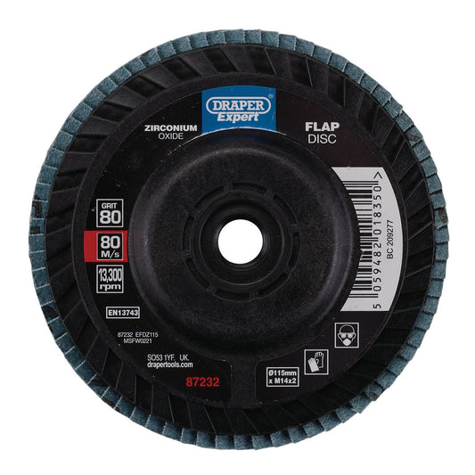 Draper 115mm Flap Disc 80G Zr EFDZ115