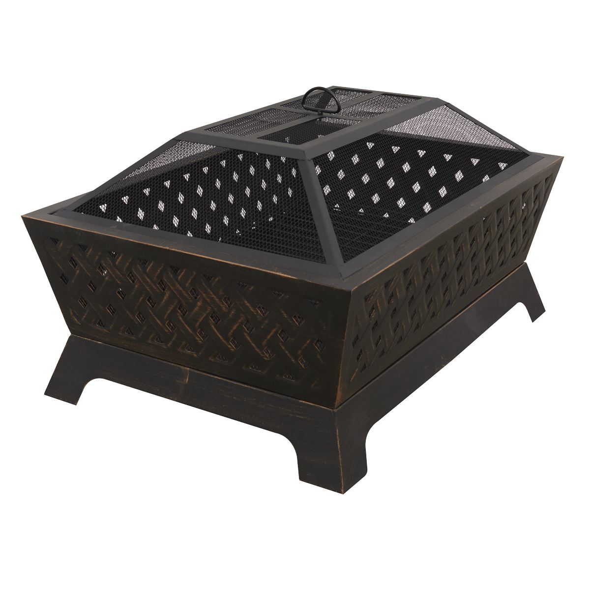 Dellonda 35" Rectangular Outdoor Fire Pit, Antique Bronze Effect DG44