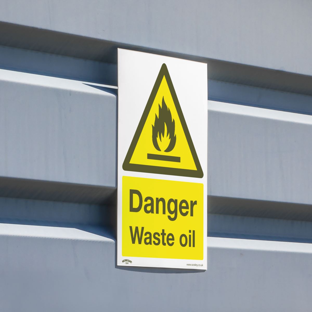 Worksafe Warning Safety Sign - Danger Waste Oil - Self-Adhesive Vinyl SS60V1