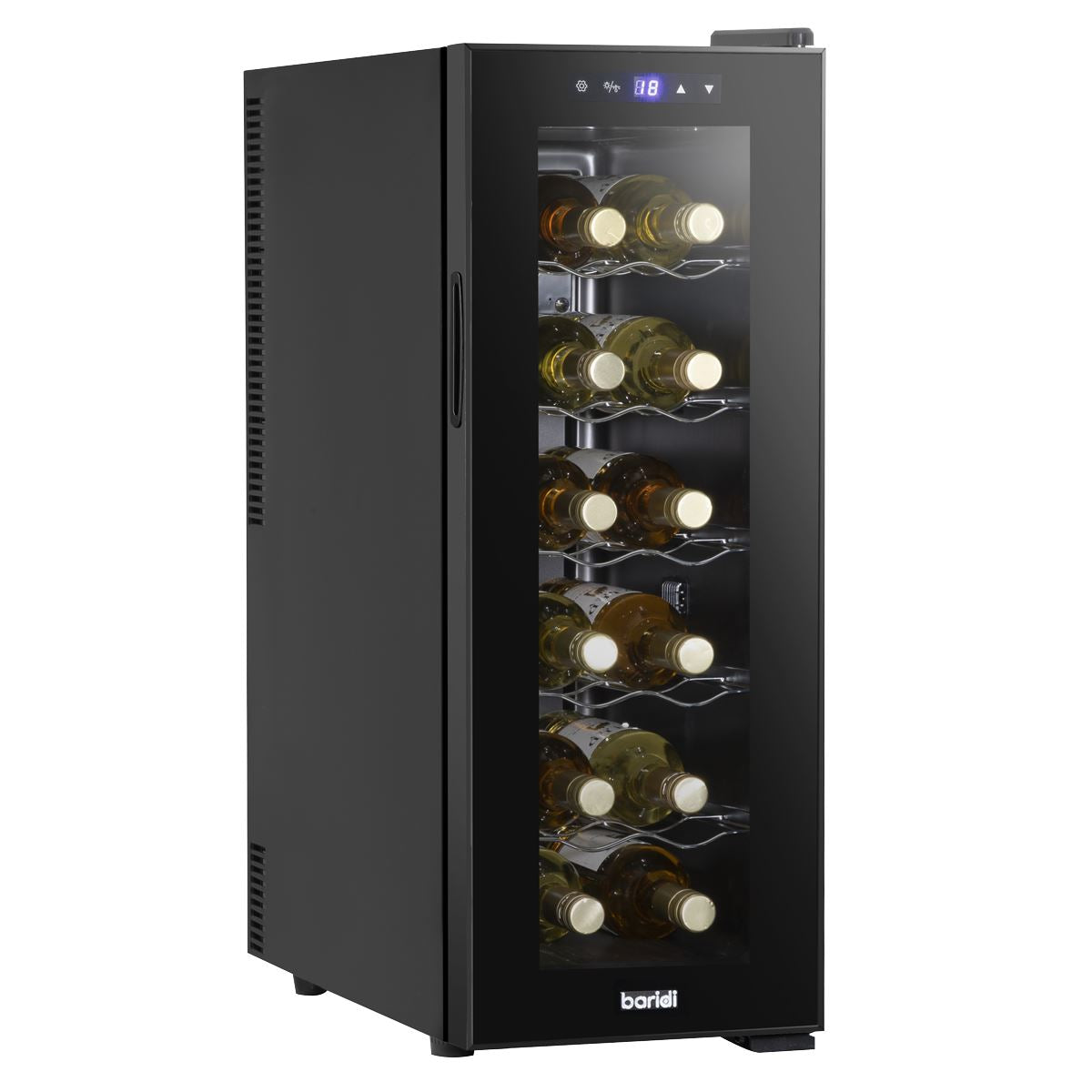 Sealey Baridi 12 Bottle Wine Cooler with Digital Touch Screen Controls & LED Light, Black DH73