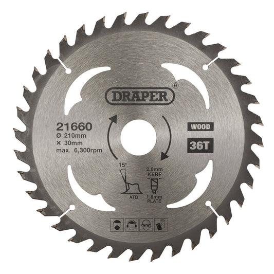 Draper Tct Saw Blade 210mm 36T Wood SBW8