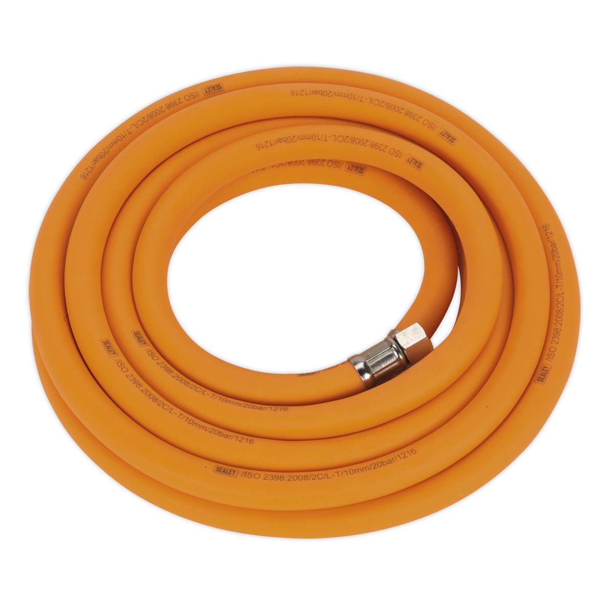 Sealey Air Hose 5m x 10mm Hybrid High-Visibility 1/4"BSP Unions AHHC538