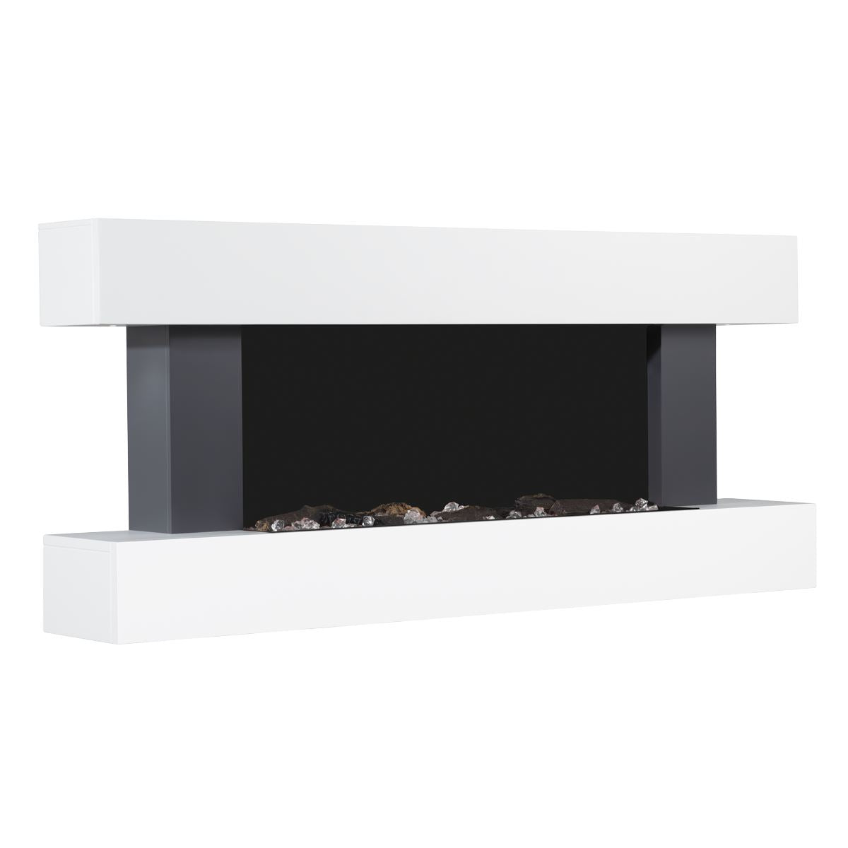 Baridi 46" Wall Mounted 1000W/2000W Electric Fireplace LED Flame Effect/Pebbles