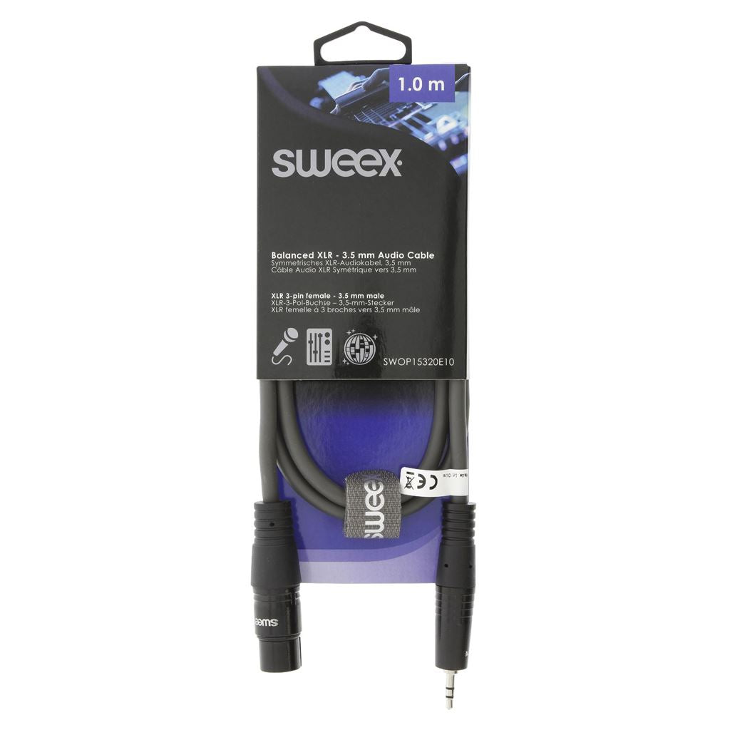 Sweex XLR Stereo Cable XLR 3-Pin Female to 3.5mm Male 1m Dark Grey SWOP15320E10 - COTH15320GY10