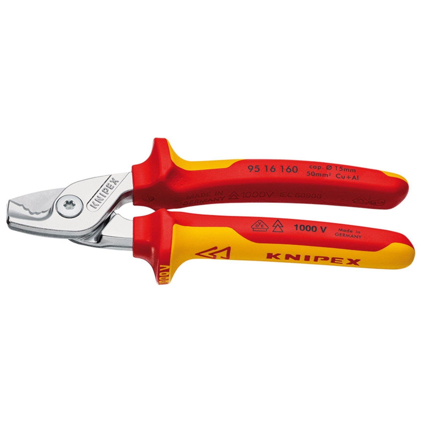 KNIPEX 95 16 160 SB StepCut VDE Insulated Cable Shears, 160mm