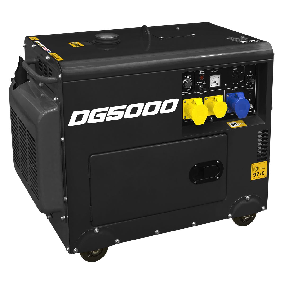 Sealey Diesel Generator - 4-Stroke Engine 5000W 110/230V DG5000