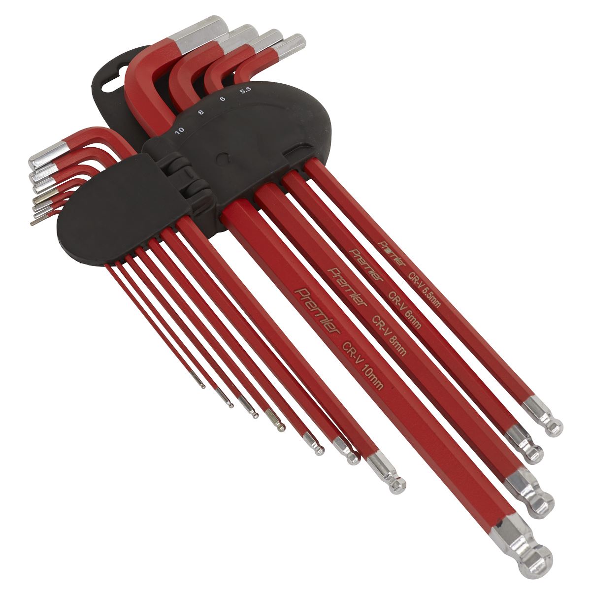 Sealey Ball-End Hex Key Set 11pc Anti-Slip Extra-Long Metric AK7164