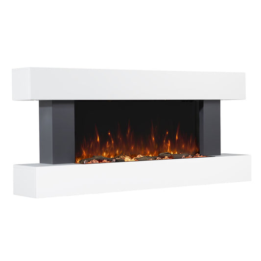 Baridi 46" Wall Mounted 1000W/2000W Electric Fireplace LED Flame Effect/Pebbles