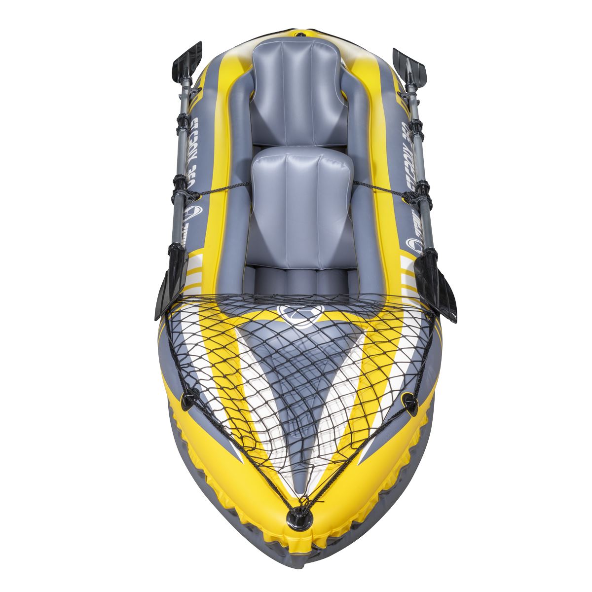 Dellonda Inflatable Two Person Kayak/Canoe Set with Pump, Carry Bag & 2 x Oars - Blue/Yellow/White DL155