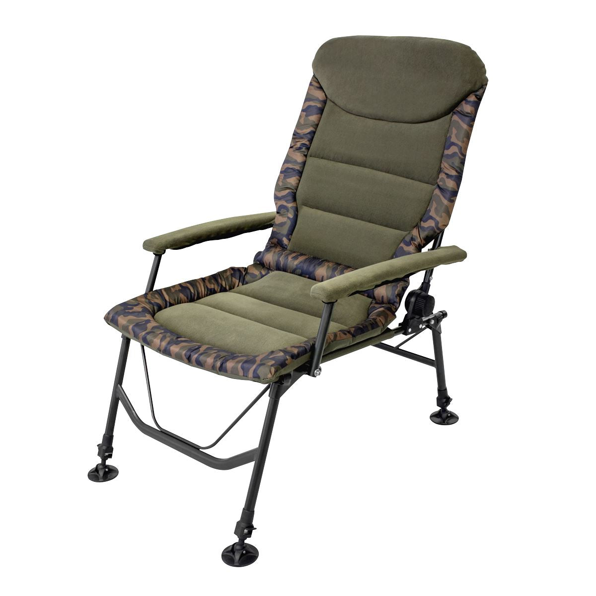 Sealey Dellonda Deluxe Portable Fishing/Camping Chair, Reclining, Padded Armrests and Back, Adjustable Height, Rotating Feet for Multiple Terrain, Foldable DL73