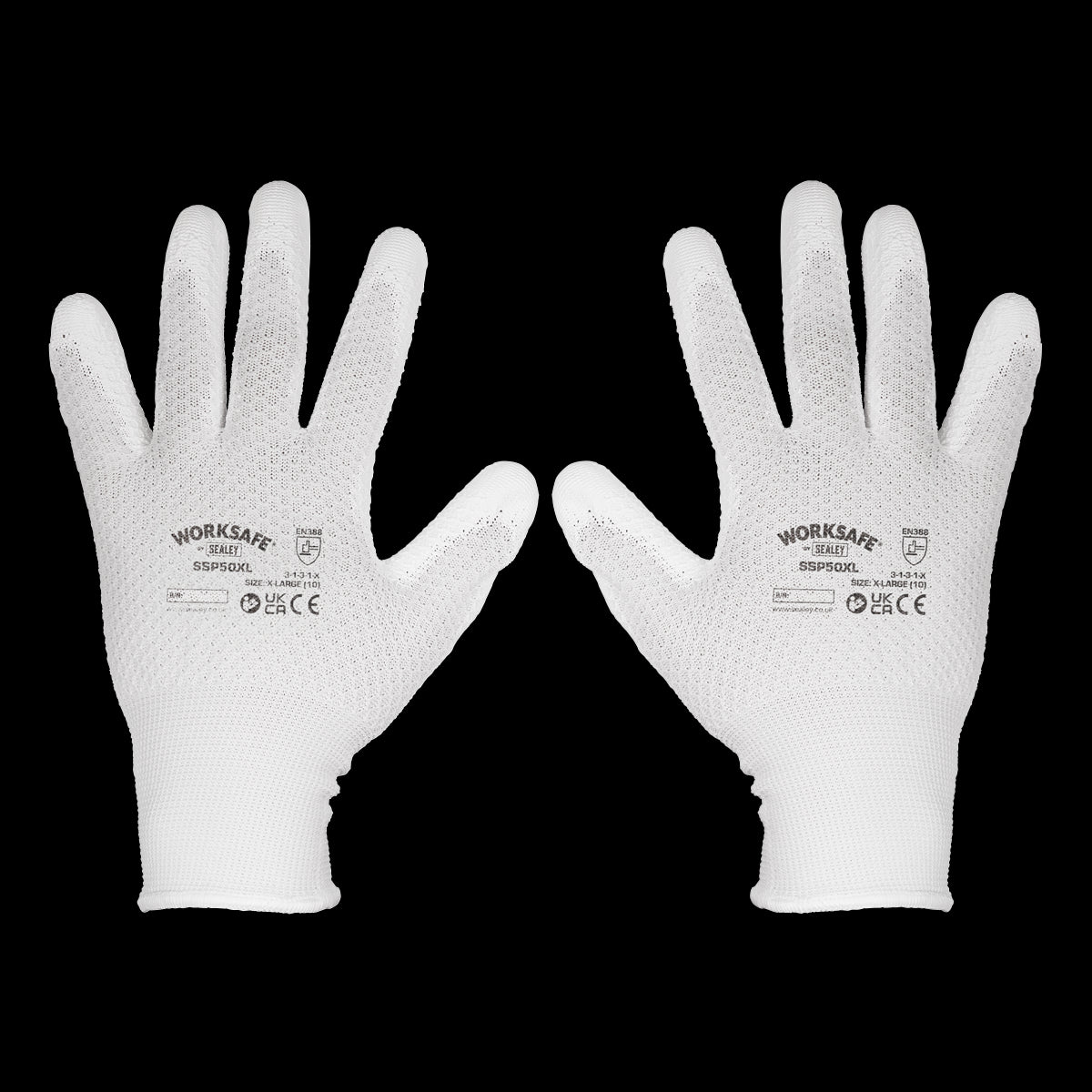 Worksafe White Precision Grip Gloves - (X-Large) - Box of 120 Pairs SSP50XL/B120