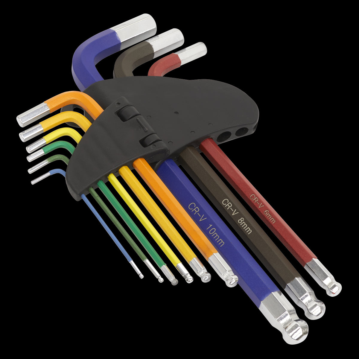 Sealey Ball-End Hex Key Set 9pc Colour-Coded Long Metric AK7190