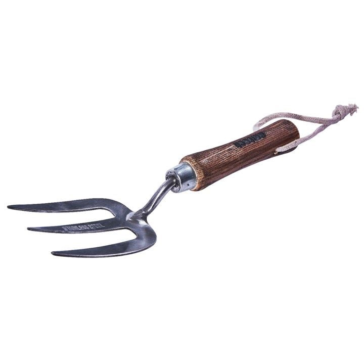 Wood Handle Stainless Steel Anti Rust Hand Garden Weeding Gardening Bedding Fork - U1230