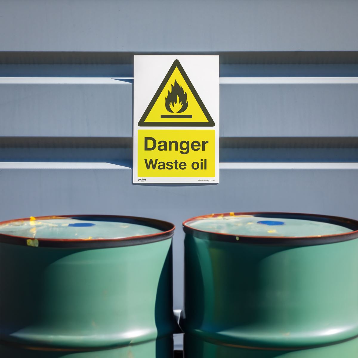 Worksafe Warning Safety Sign - Danger Waste Oil - Self-Adhesive Vinyl SS60V1