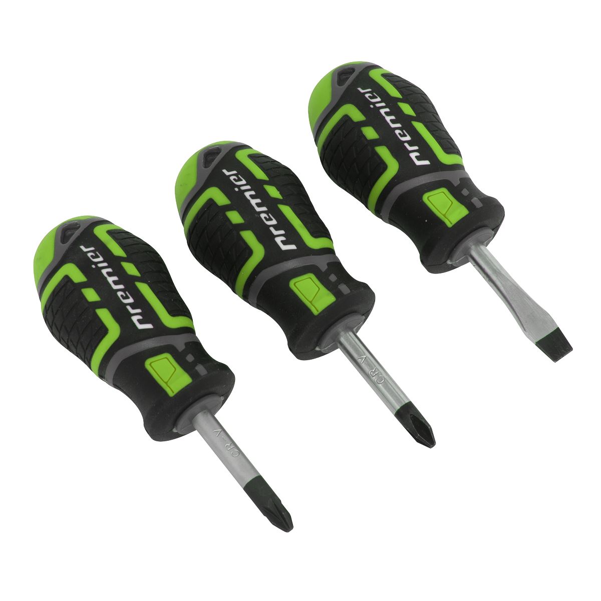 Sealey Screwdriver Set 3pc GripMAX Stubby - Hi Vis AK4328HV