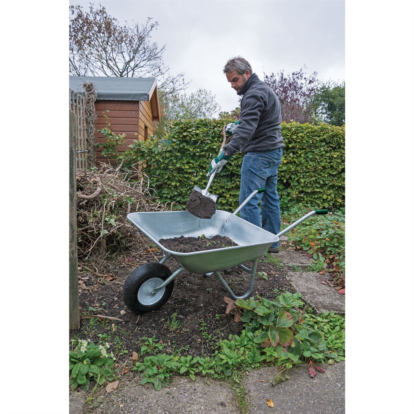 Draper 65L Garden Barrow Wheelbarrow Galvanised 31619 Cart Pneumatic Tyre