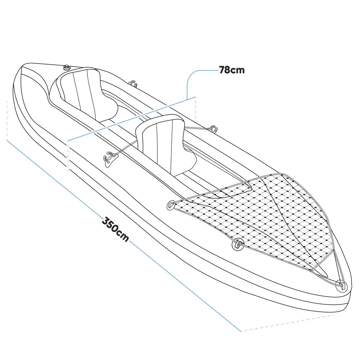 Dellonda Inflatable Two Person Kayak/Canoe Set with Pump, Carry Bag & 2 x Oars - Blue/Yellow/White DL155