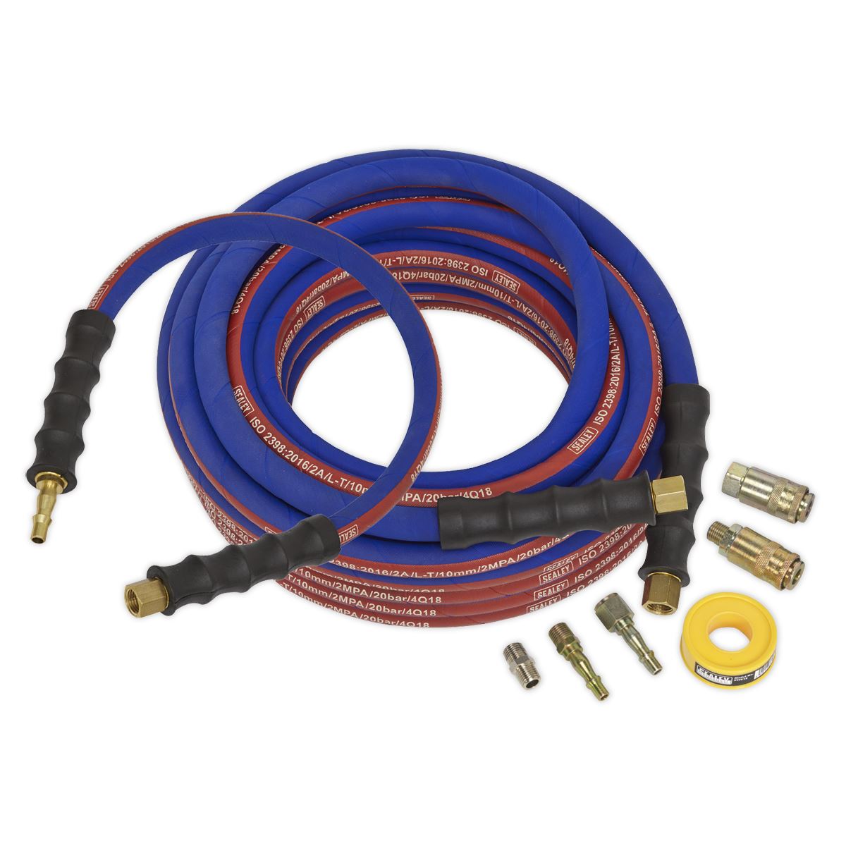 Sealey Air Hose Kit Heavy-Duty 15m x 10mm with Connectors AHK02