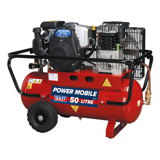 Sealey Air Compressor 50L Belt Drive Petrol Engine 4hp SA5040