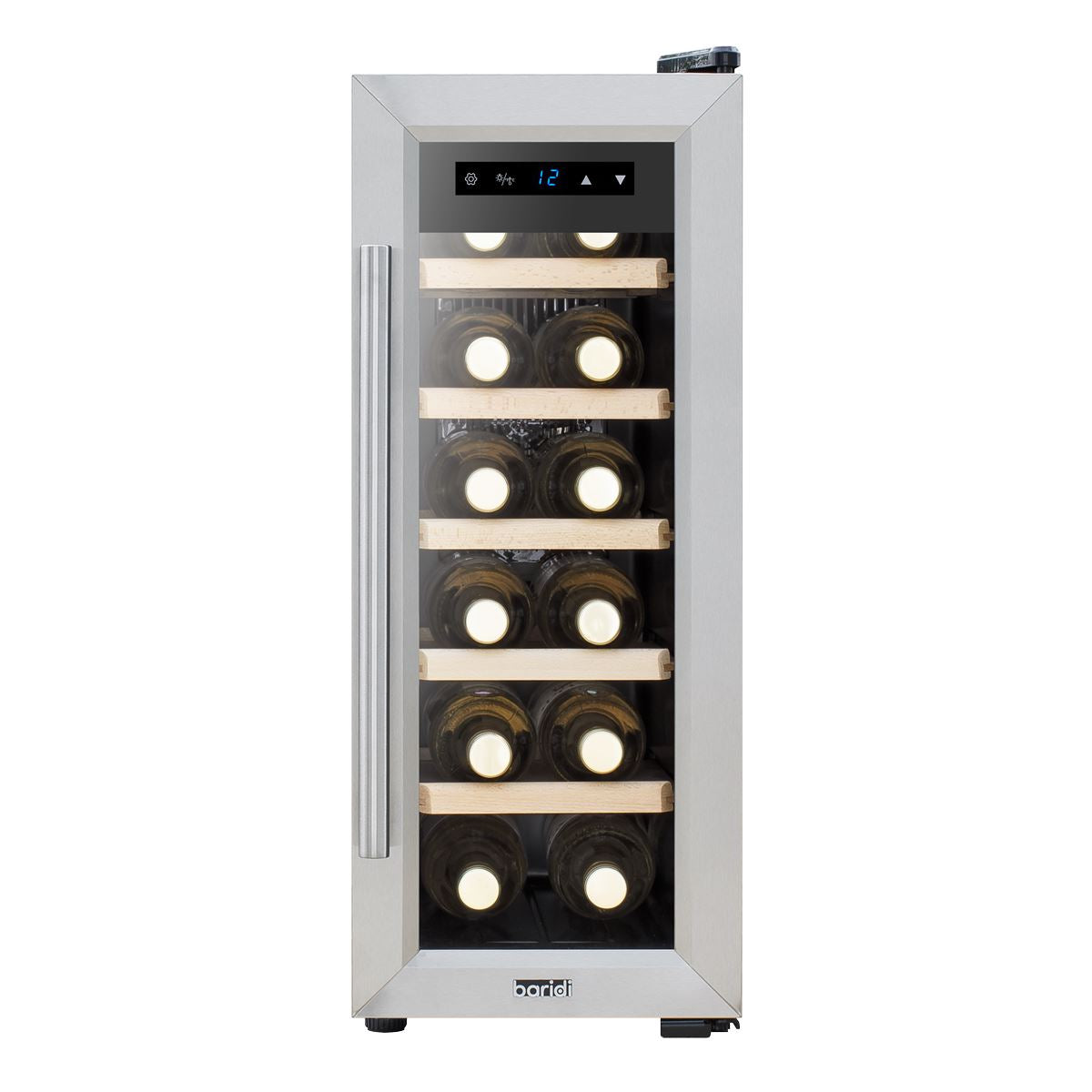 Sealey Baridi 12 Bottle Wine Cooler with Digital Touchscreen Controls & LED Light, Stainless Steel DH74