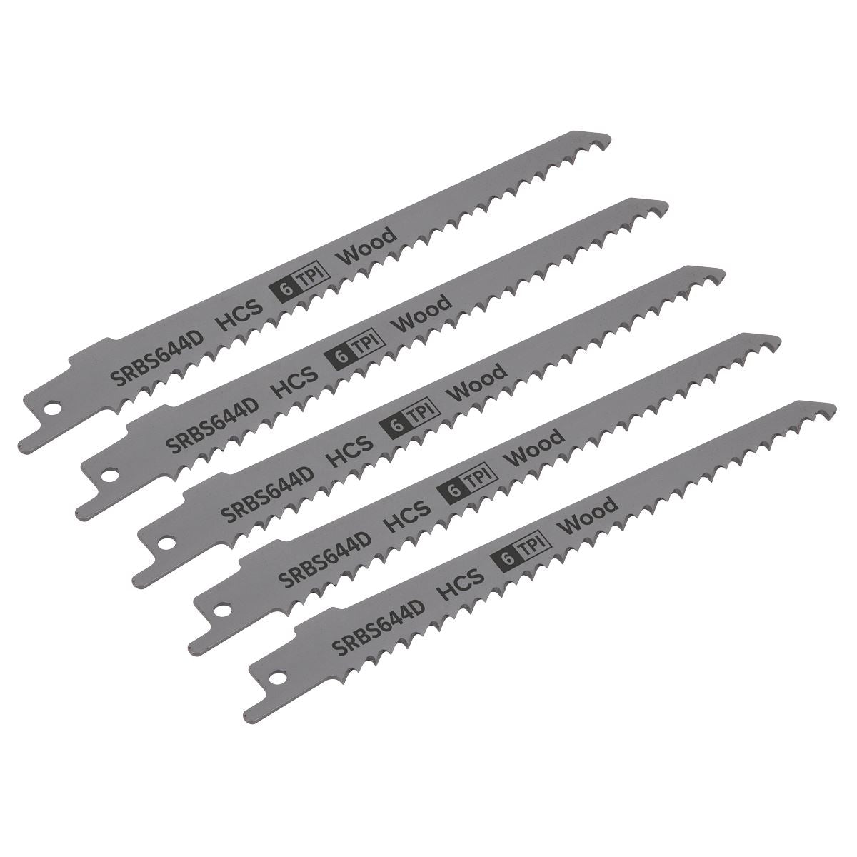 Sealey Reciprocating Saw Blade Clean Wood 150mm 6tpi - Pack of 5 SRBS644D