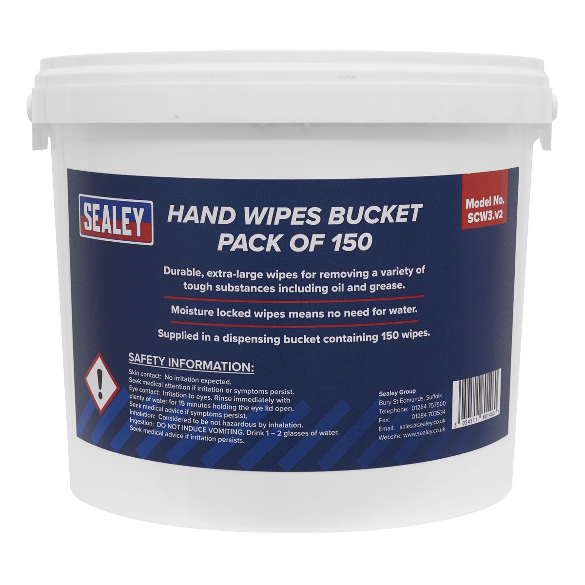 Sealey Hand Wipes Bucket Pack of 150 SCW3