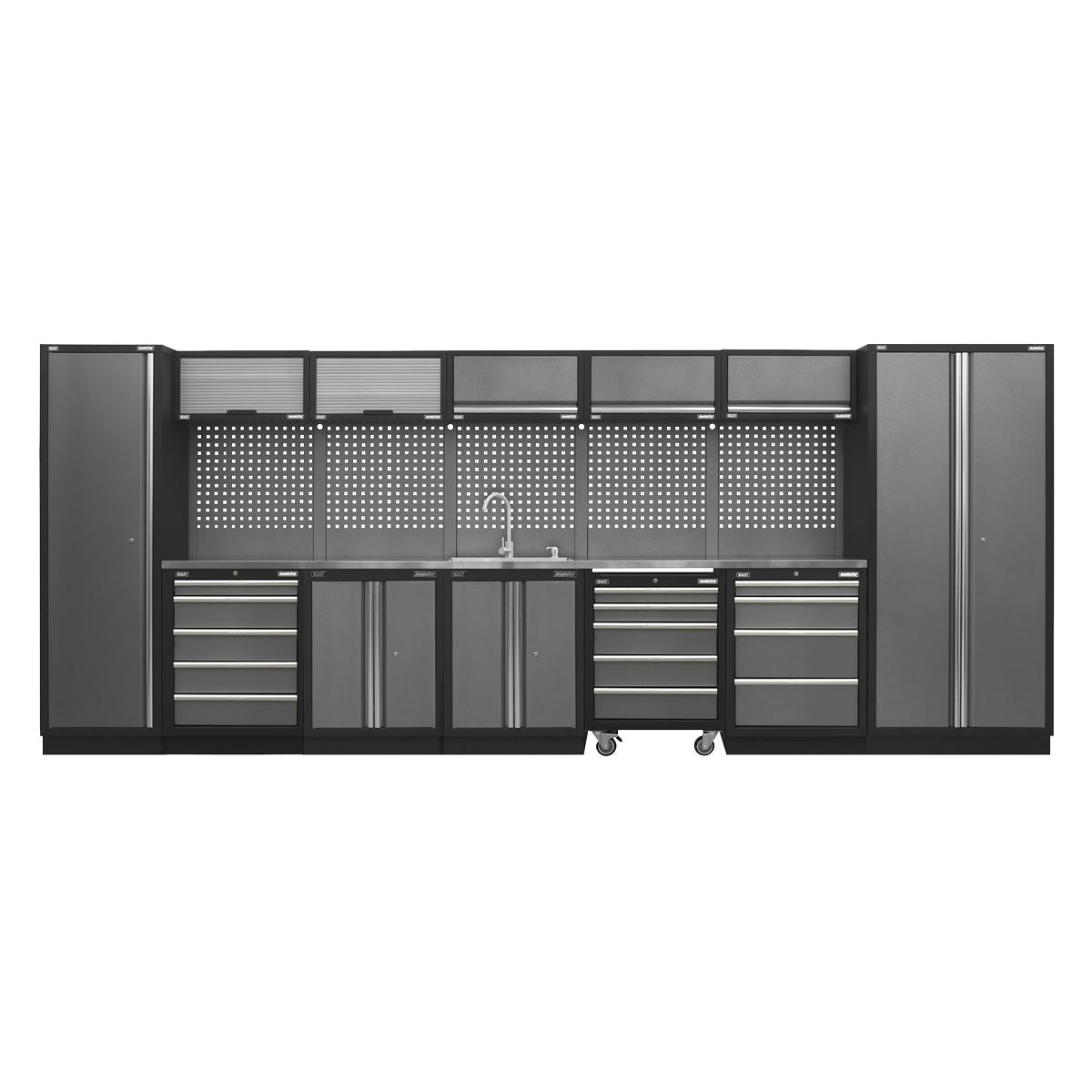 Sealey Superline Pro 4.9m Storage System - Stainless Worktop APMSSTACK17SS
