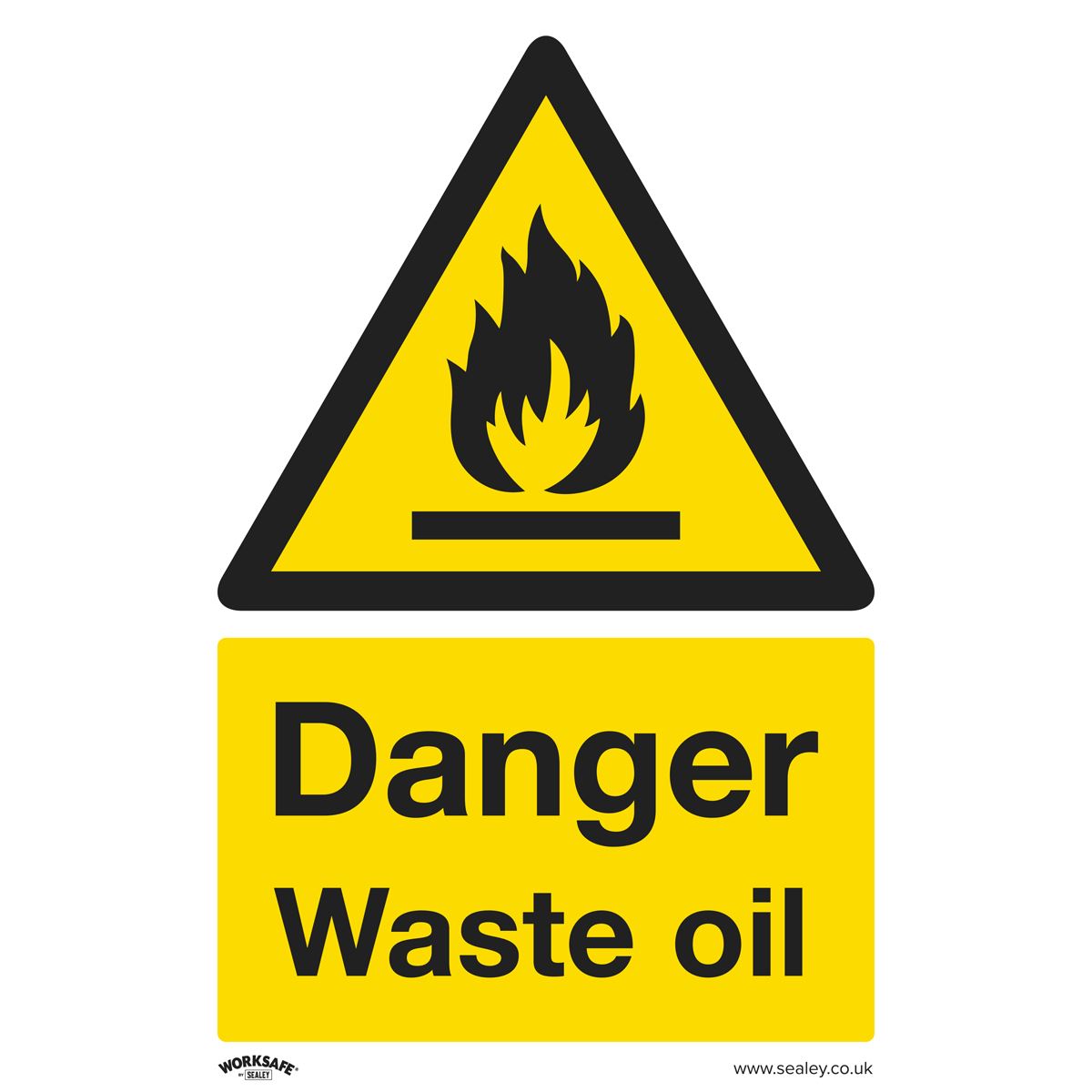 Worksafe Warning Safety Sign - Danger Waste Oil - Self-Adhesive Vinyl SS60V1