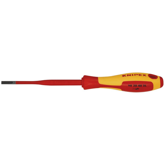 KNIPEX 98 20 40 SL VDE Insulated Slotted Screwdriver, 4.0 x 100mm - Slim