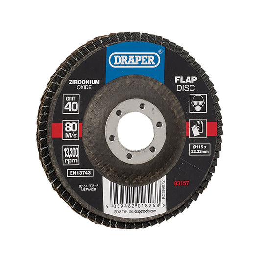 Draper 115mm Flap Disc 40G Zr FDZ115