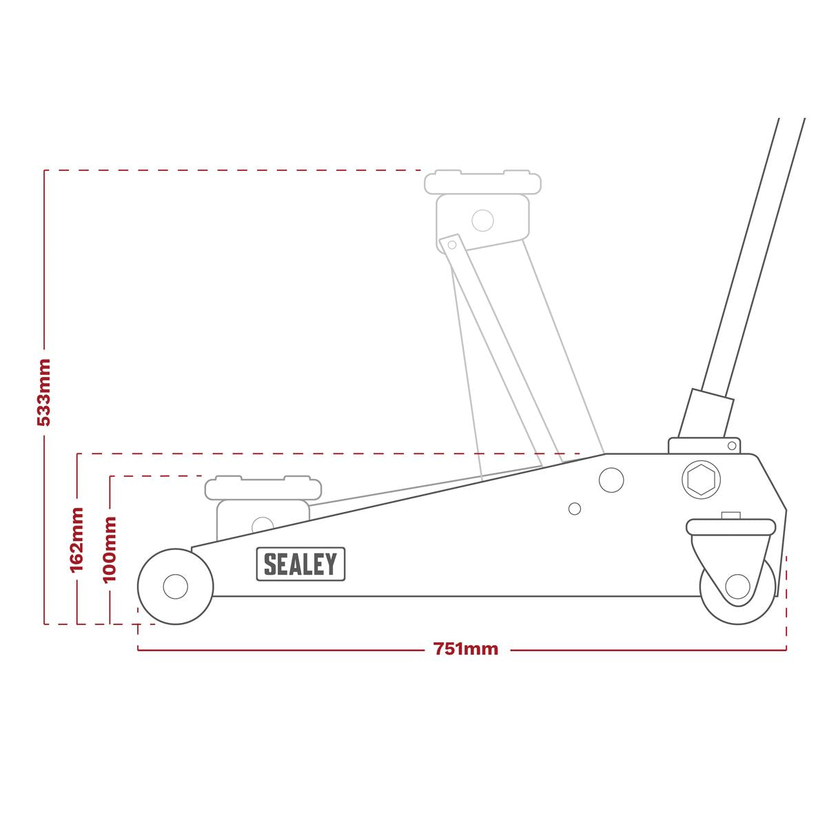 Sealey Trolley Jack 4 tonne Rocket Lift Orange 4040AO