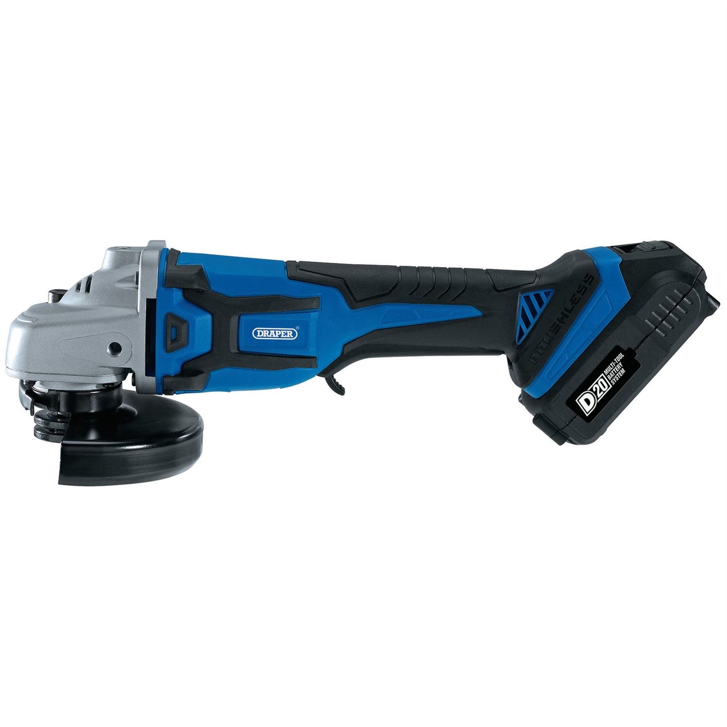 Draper 55478 D20 20v Brushless 115mm Angle Grinder Body - D20AG115BL