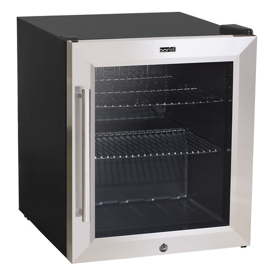 Baridi 50L Tabletop Drinks Fridge, Mini Beer Cooler, Glass Door, Stainless Steel DH75