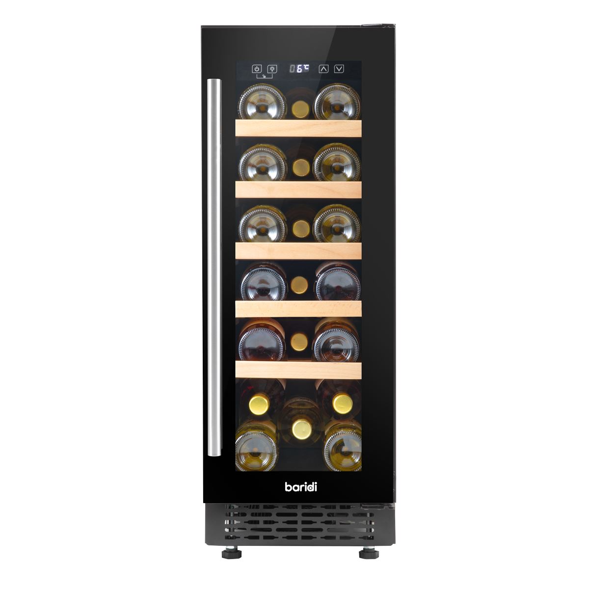 Sealey Baridi 20 Bottle Slim 30cm Built-In Wine Cooler, Touchscreen Controls, Black DH203