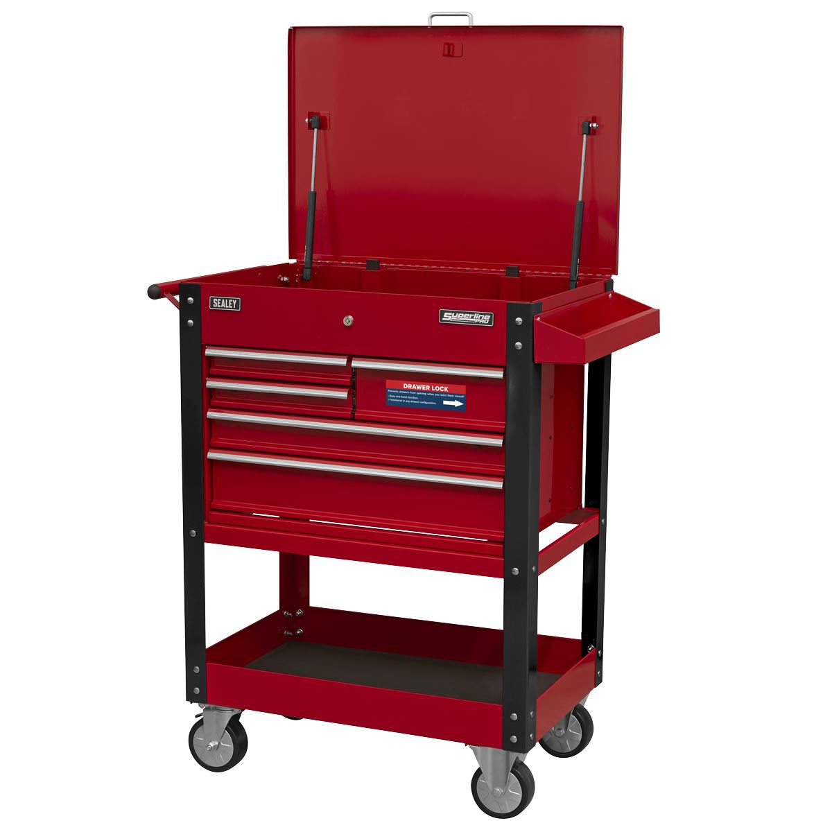 Sealey Heavy-Duty Mobile Tool & Parts Trolley with 5 Drawers & Lockable Top AP890M