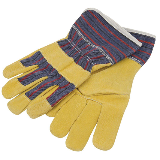 Draper Young Gardener Gloves Leather Palm Fingertips & Knuckle Strap - 28589