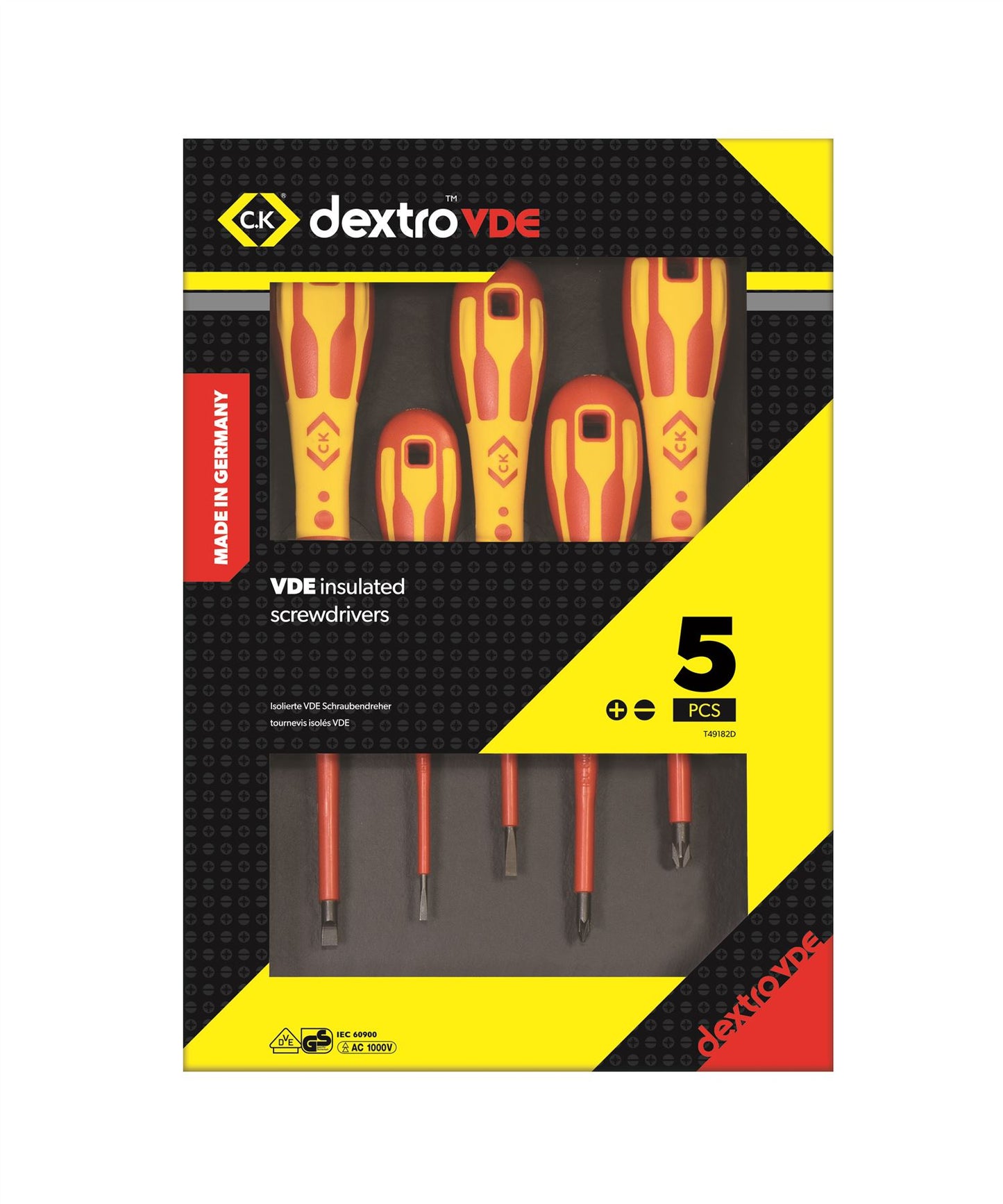 CK Tools DextroVDE Screwdriver Set of 5 PH/SL T49182D