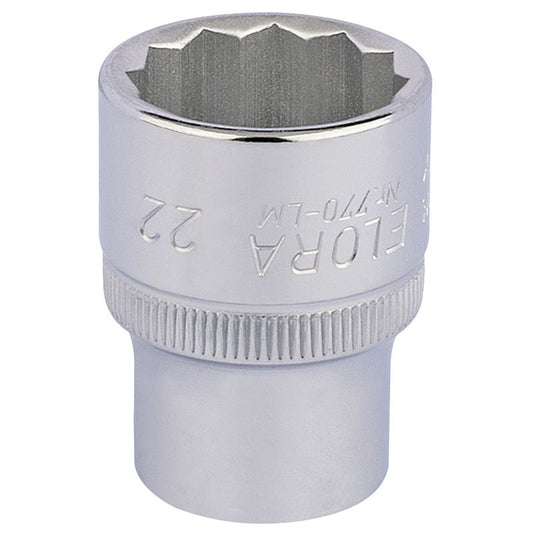 Elora 1x 22mm 1/2" Square Drive Bi-Hexagon Socket Professional Tool 24674