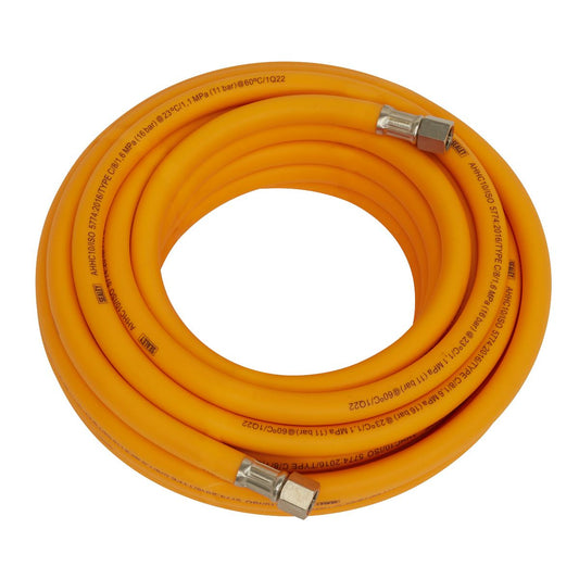 Sealey Air Hose 10m x 8mm Hybrid High-Visibility 1/4"BSP Unions AHHC10