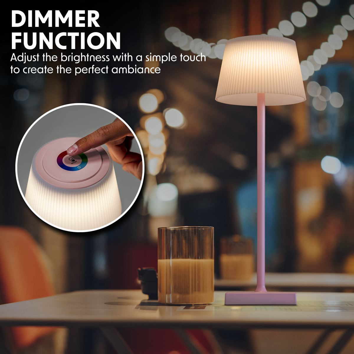 Dellonda Rechargeable Table Lamp for Home Office Restaurant RGB Colours DH215