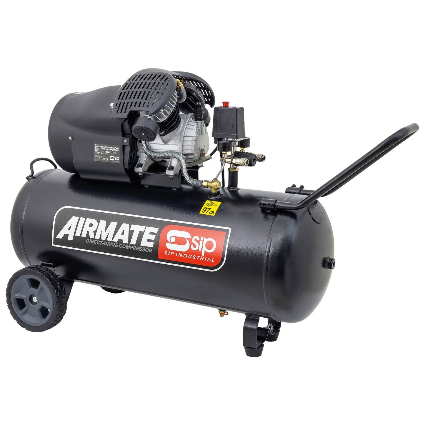 SIP Industrial DDVT 3hp 100ltr V-Twin Direct Drive Compressor