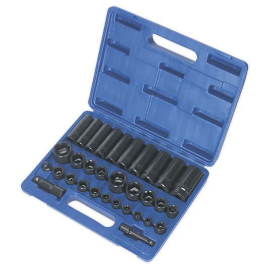 Sealey Impact Socket Set 32pc Standard/Deep 3/8"&1/2"Sq Dr Met/Imp AK681