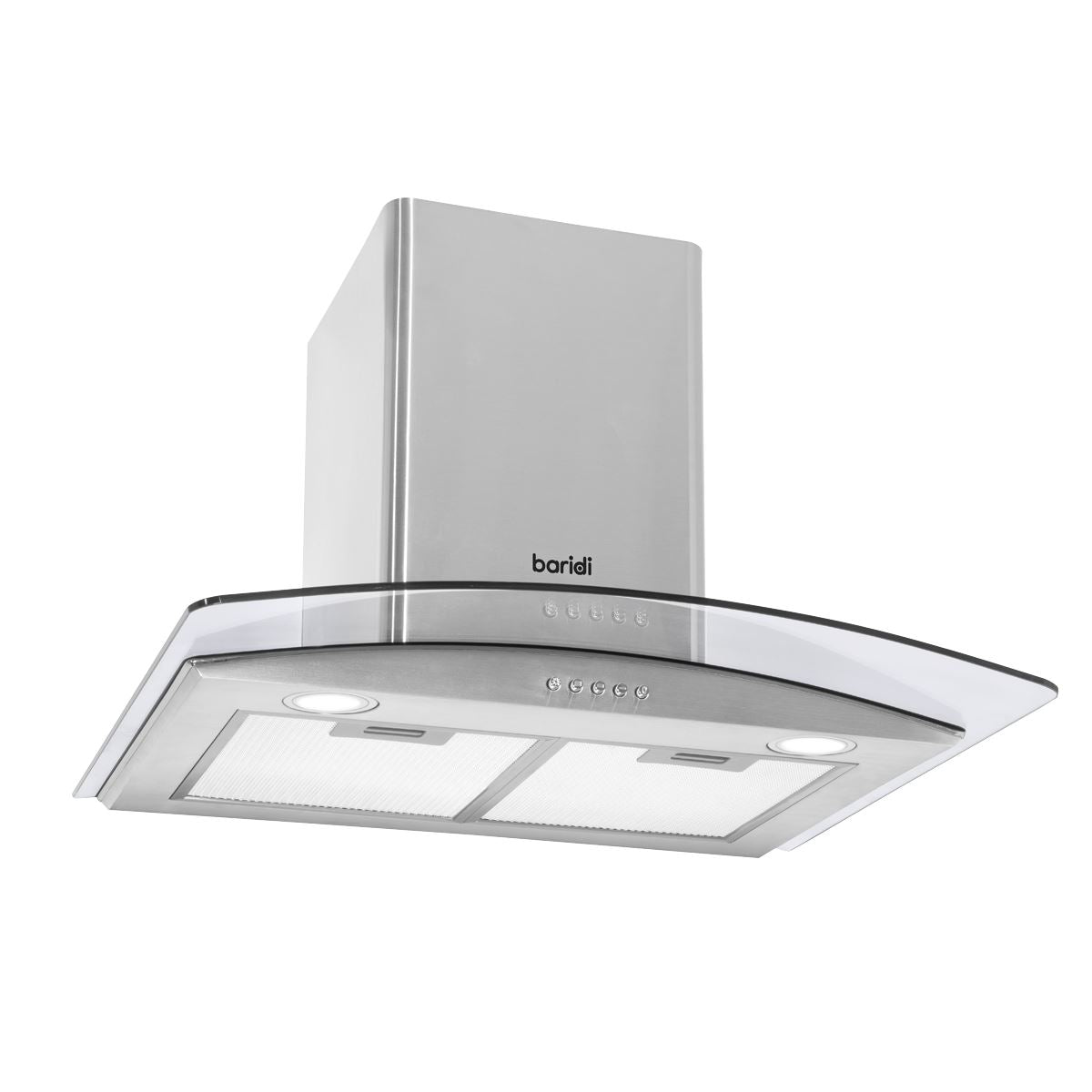 Sealey Baridi 60cm Curved Glass Cooker Hood with Carbon Filters, LED Lights, Stainless Steel DH128