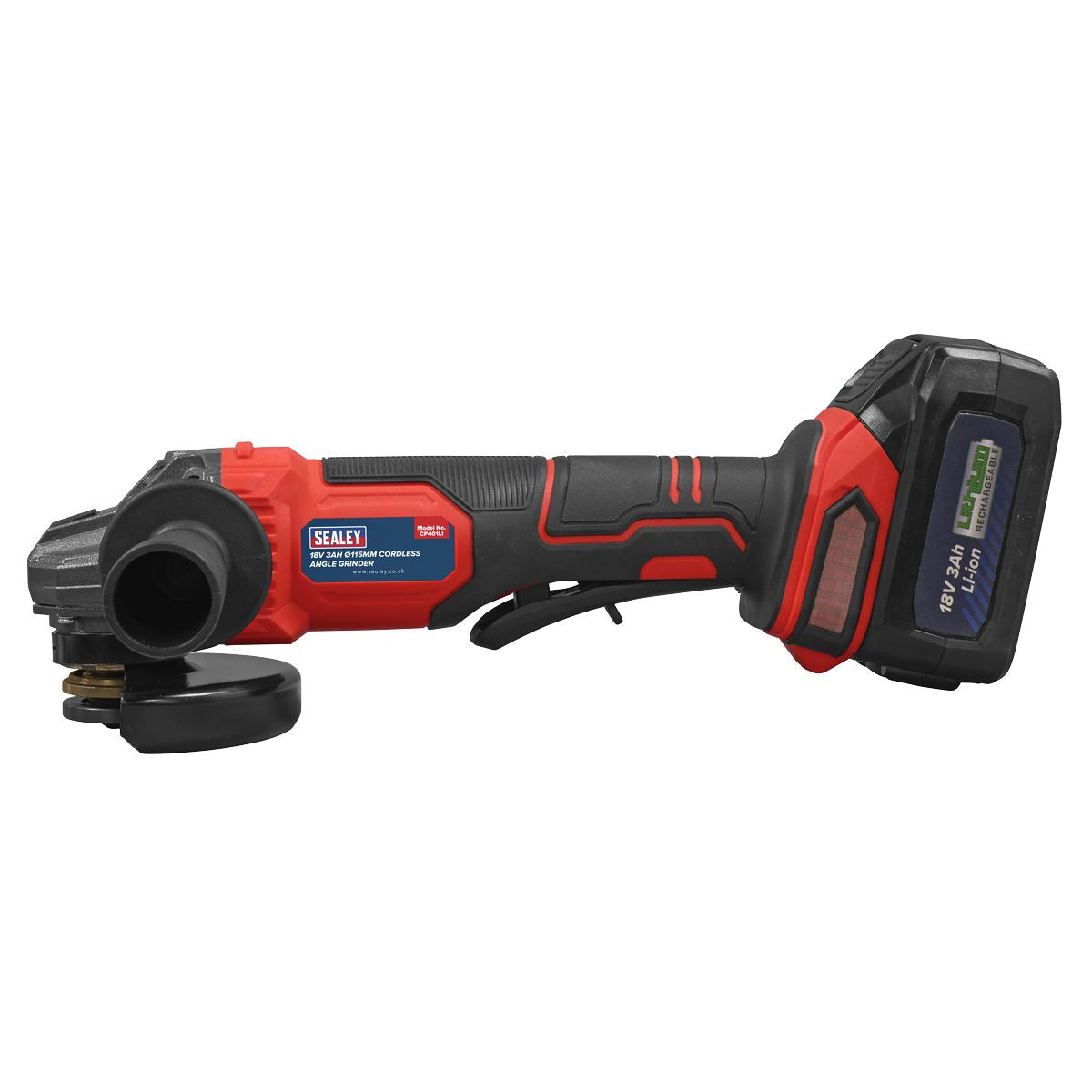 Sealey 18V 3Ah 115mm Cordless Angle Grinder - Red CP401LI