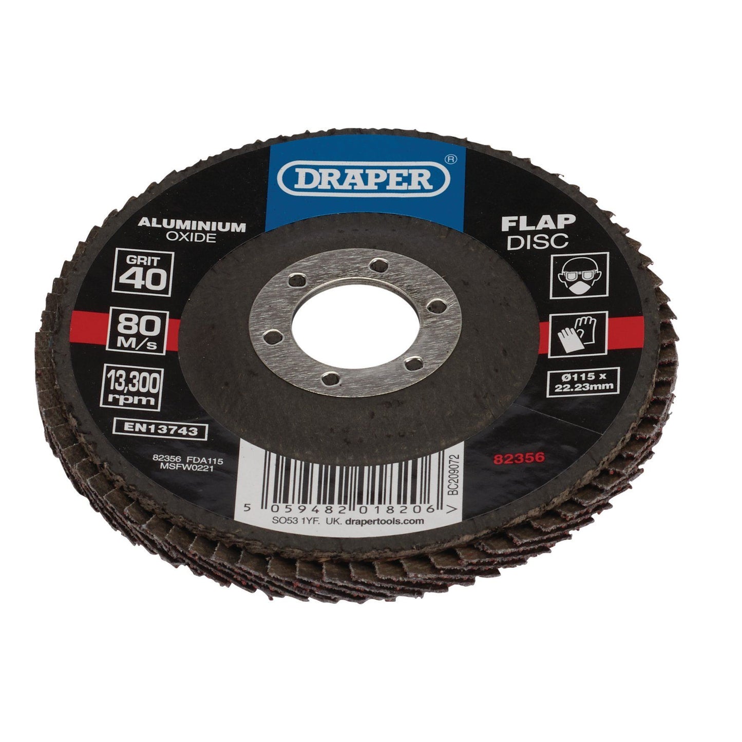 Draper 115mm Flap Disc 40G Alox FDA115