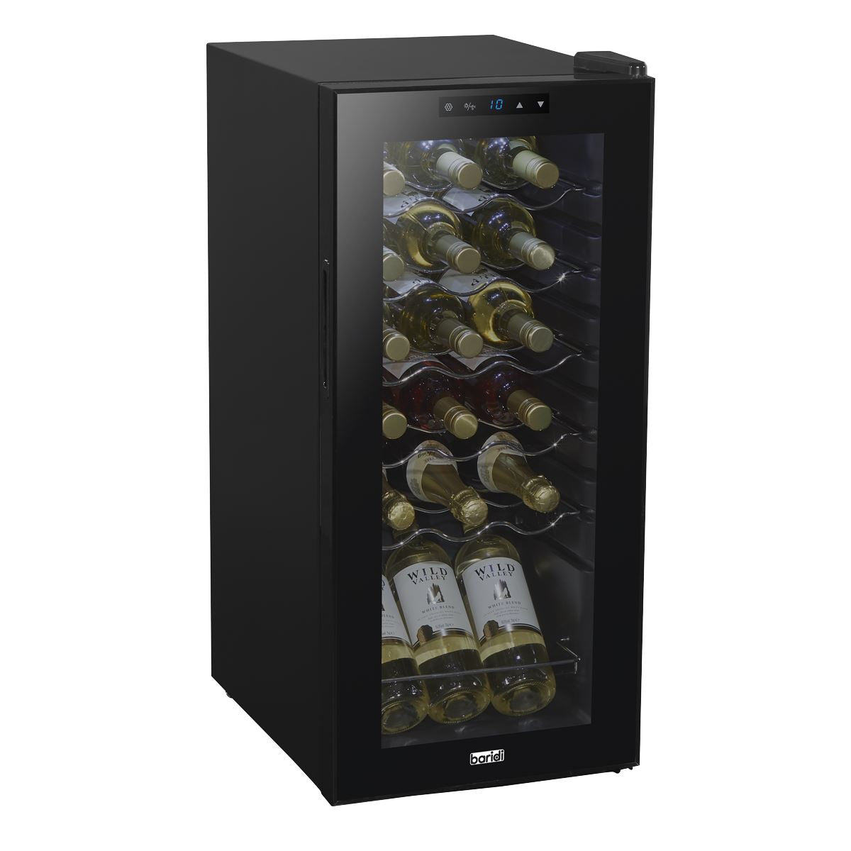 Sealey Baridi 18 Bottle Wine Fridge with Digital Touchscreen Controls & LED Light, Black DH6