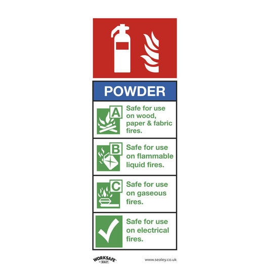 Conditions Safety Sign Powder Fire Extinguisher Self-Adhesive Vinyl X10 - SS52V10