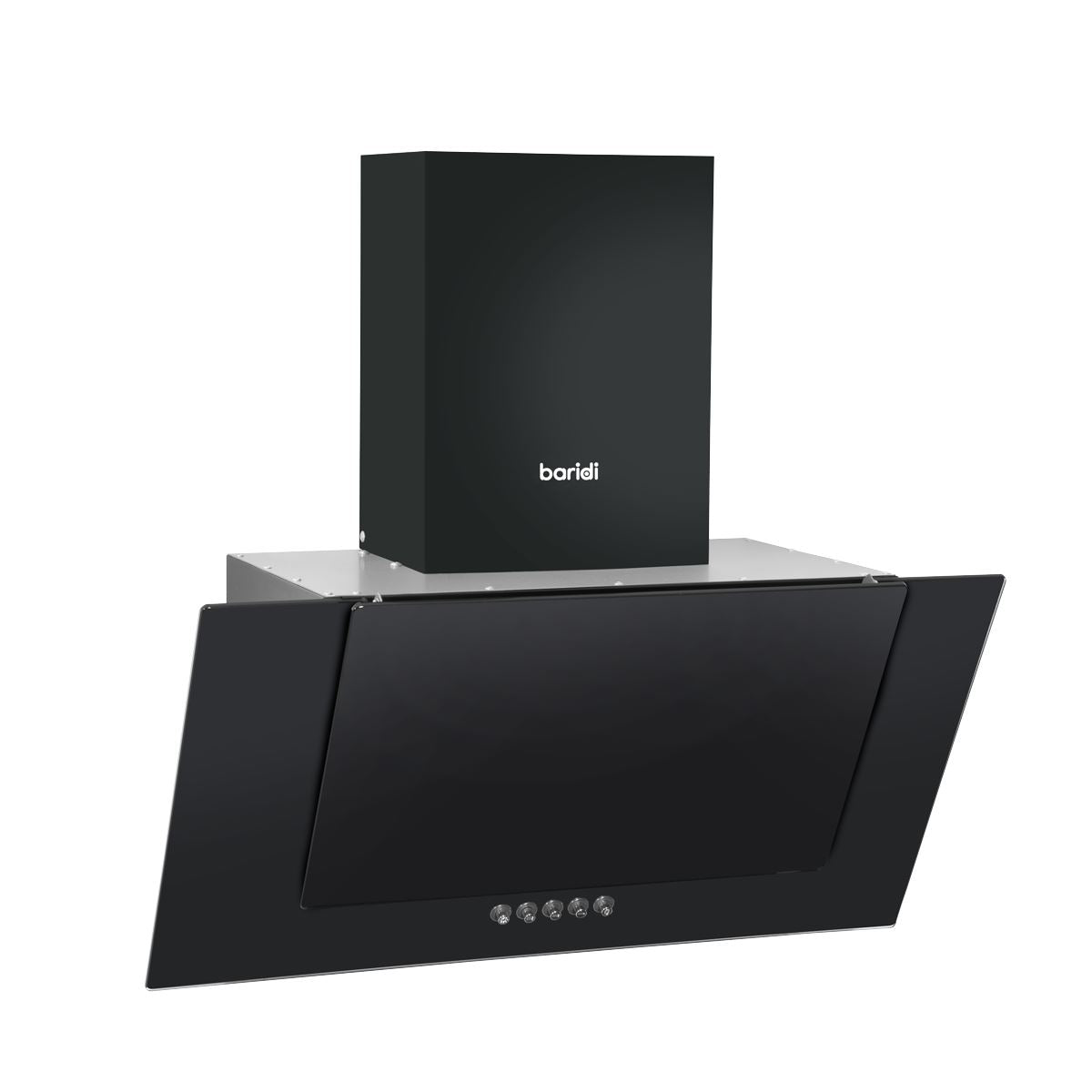 Sealey Baridi 60cm Angled Chimney Cooker Hood with Carbon Filters, LED Lamp, Energy Class B, Black Glass DH129