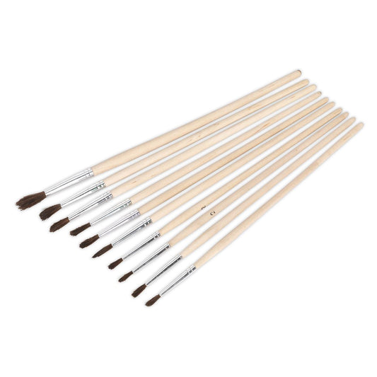 Sealey Touch-Up Paint Brush Assortment 10pc Wooden Handle PB2